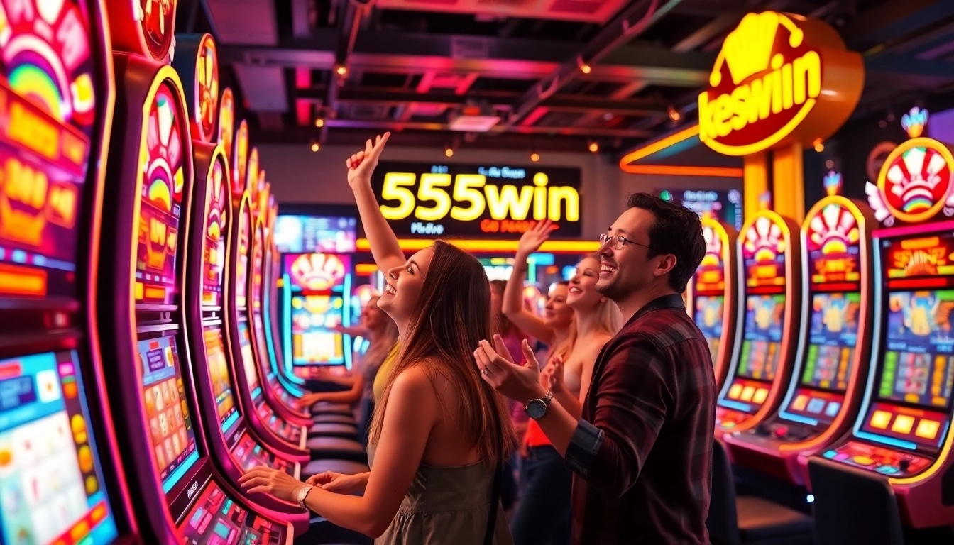 Experience the thrill of winning at 555win slots in a vibrant casino atmosphere.