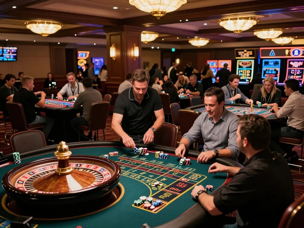 Experience the excitement of torxentertainment at a dynamic roulette table with players engaged in action.