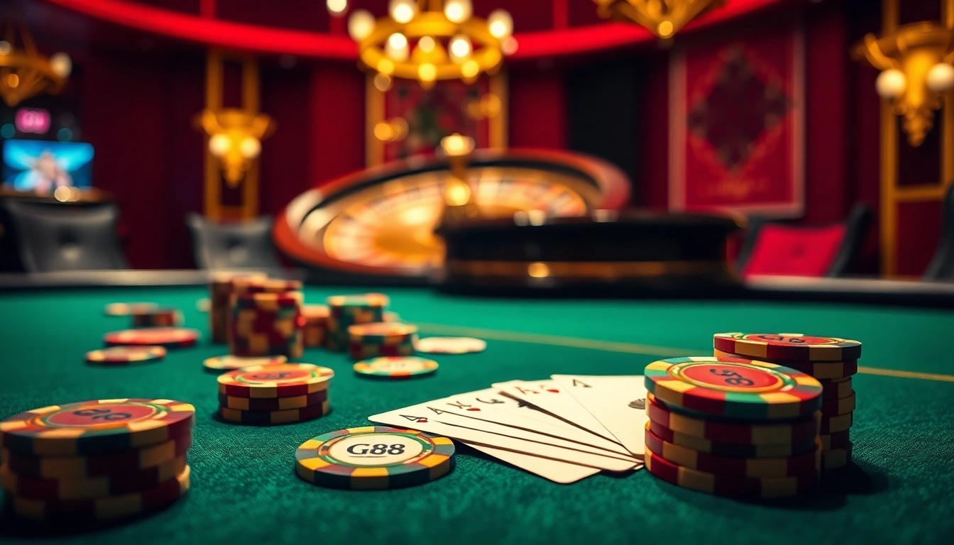 Engaging GG88 poker action at a luxurious casino table.