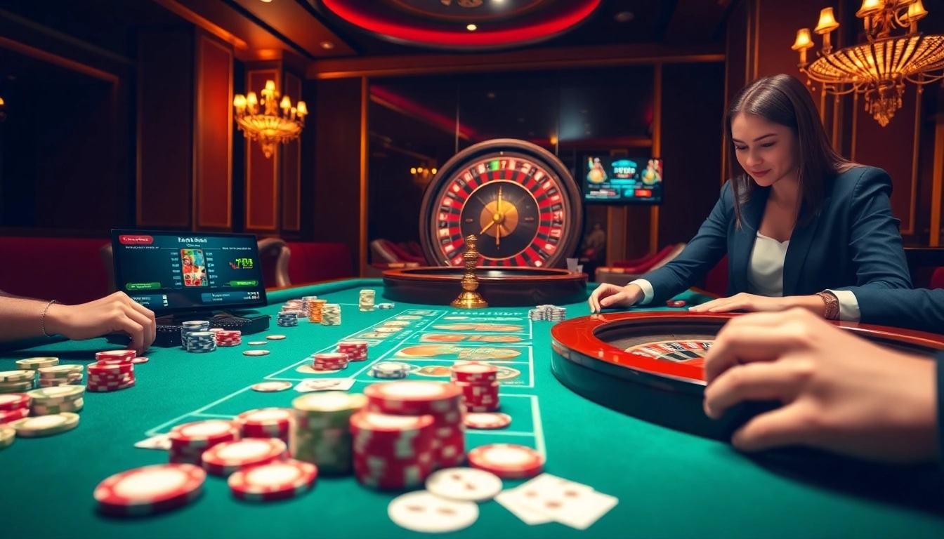 Experience the thrill of betting at ok365.com with a vibrant casino atmosphere featuring poker and roulette.