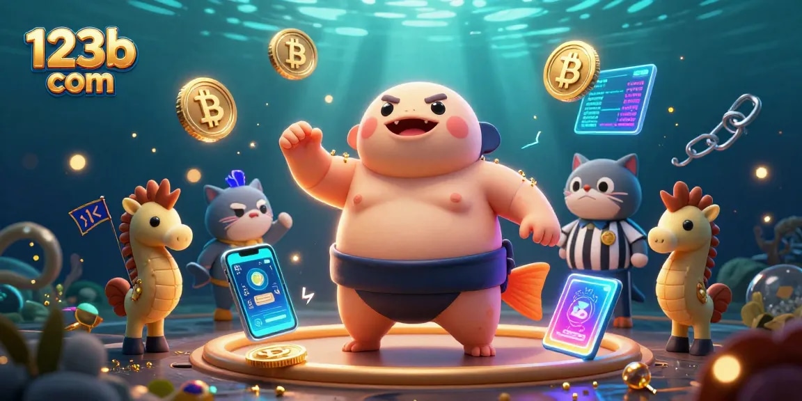 Engage with exciting games at 123b com featuring animated 3D characters and vibrant casino elements.