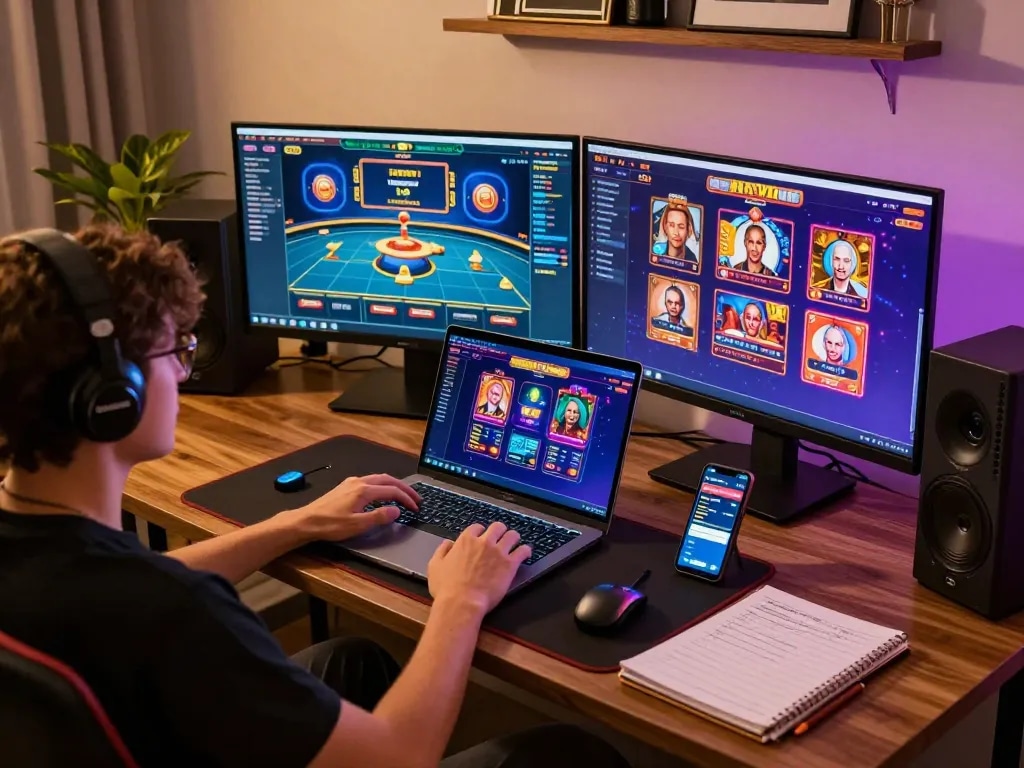 Engaging with multiple games on https://www.mnm88.com/ in a vibrant online gaming setup