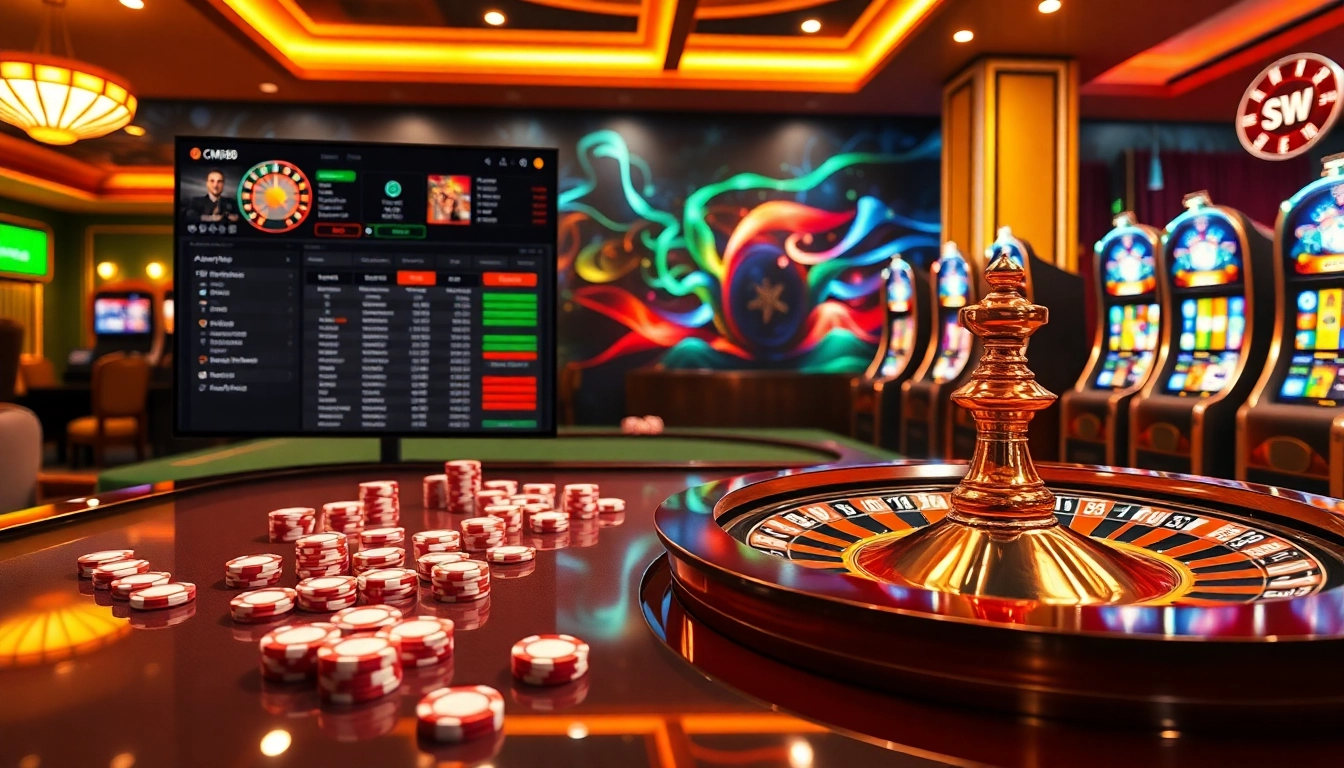 Engaging online betting scene showcasing CM88 nhà cái with vibrant casino elements for enthusiasts.