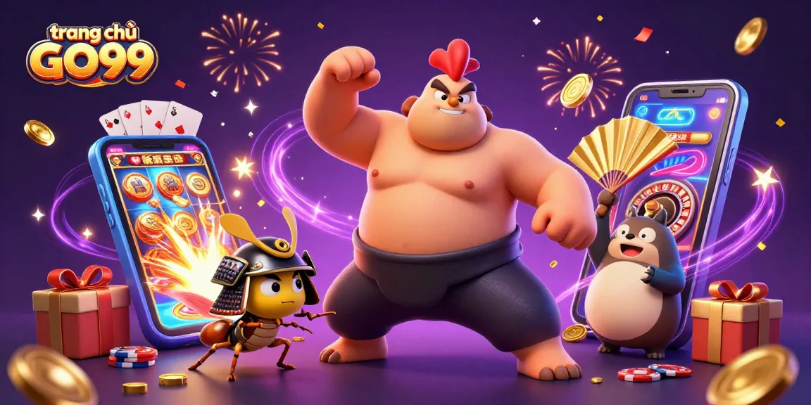 Experience exciting gameplay at trang chủ GO99 with casino-themed characters and vivid slot game elements.
