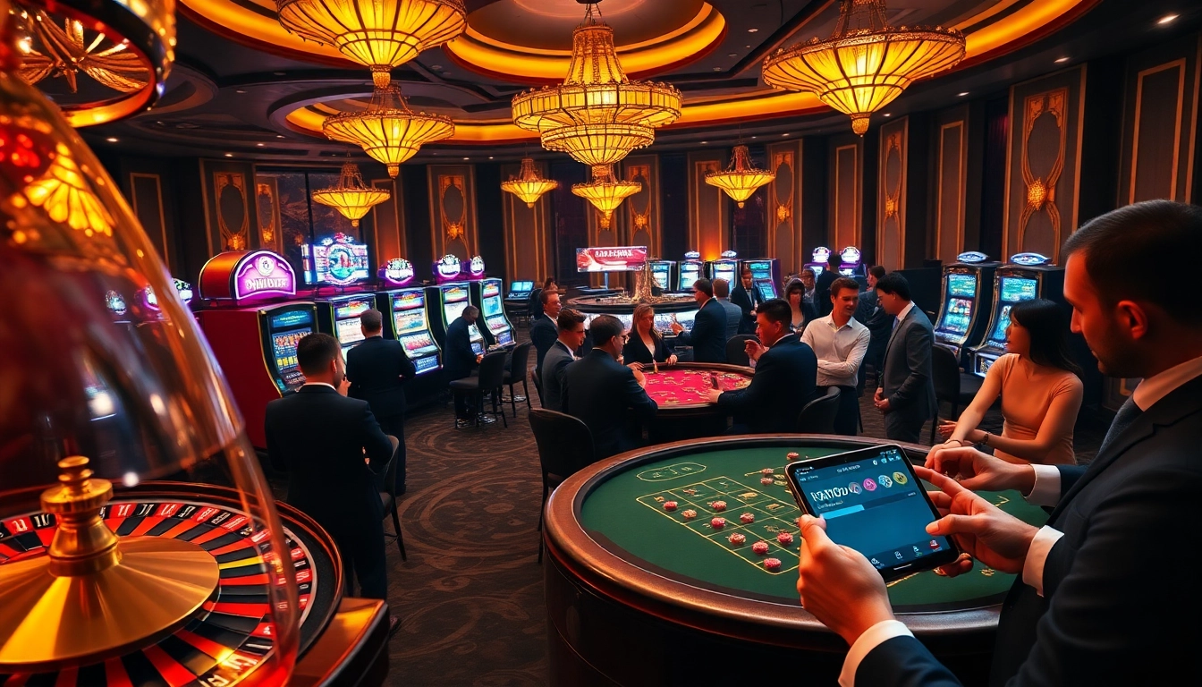 Engaged players at a luxurious casino table explore the mmoo platform for thrilling gambling.