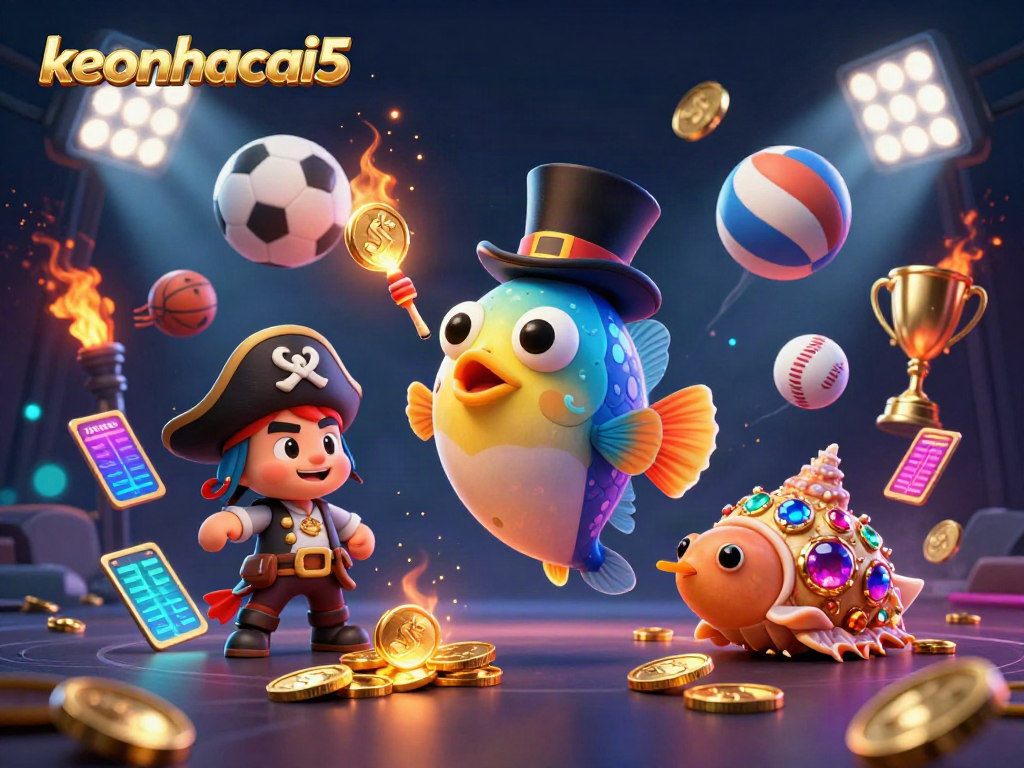 Experience the thrill of betting with keonhacai5, featuring dynamic sports elements and vibrant characters.