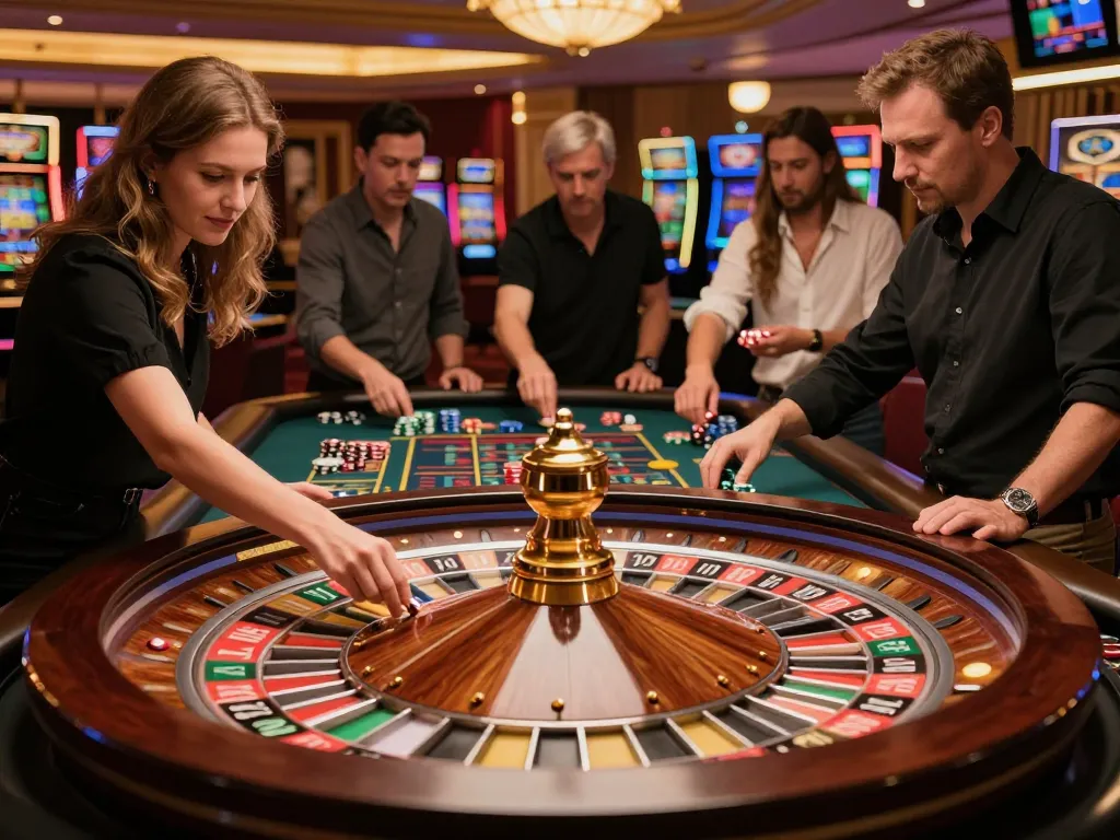 Experience thrilling bets at the va88 casino roulette table with players engaged in strategic gameplay.