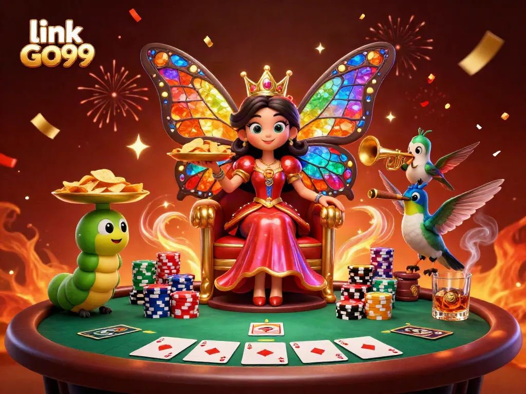 Experience the vibrant energy of link GO99 with dynamic casino elements and celebratory visuals.
