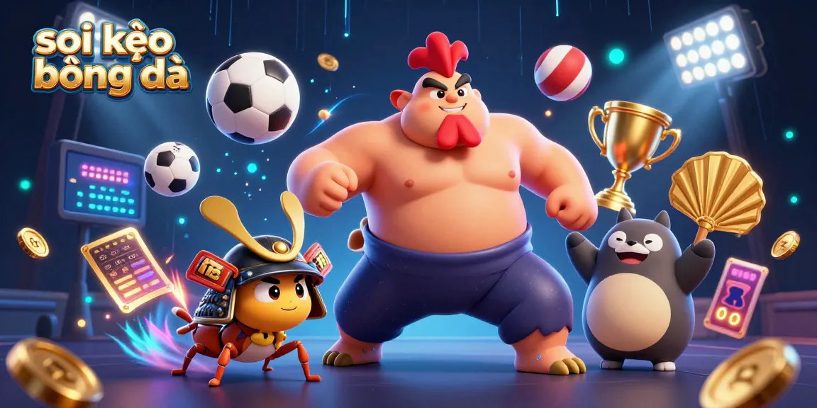 Engage in thrilling soi kèo bóng đá betting with our dynamic 3D illustration showcasing sports excitement.