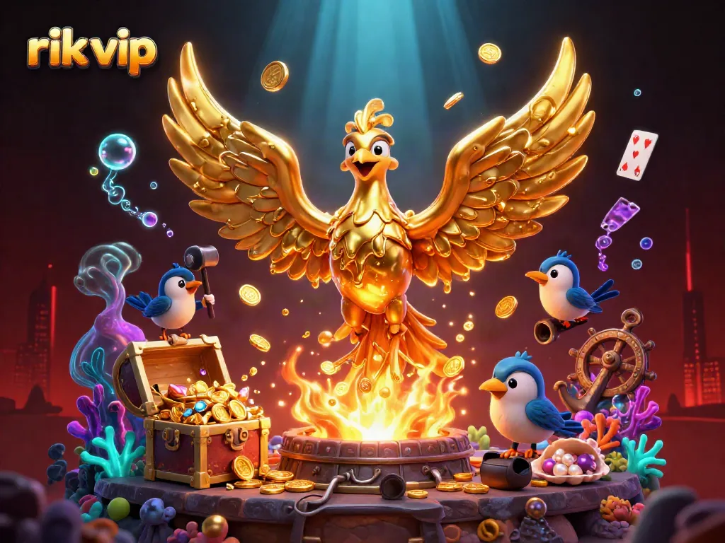 Experience the thrilling underwater world of rik vip with a golden phoenix and treasure-rich visuals.