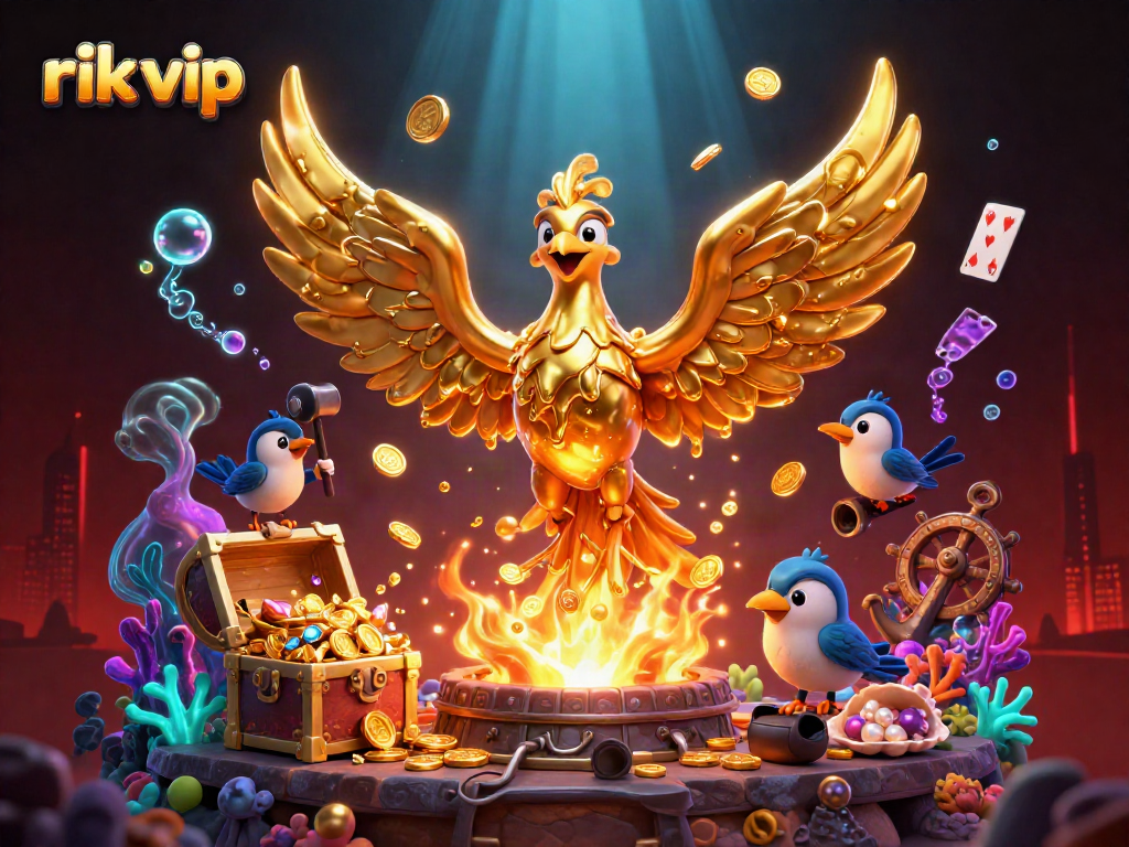 Experience the thrilling underwater world of rik vip with a golden phoenix and treasure-rich visuals.