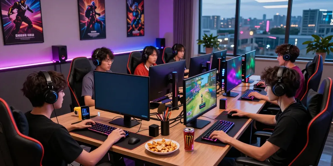 Friends enjoying an electrifying gaming session at ROKOK88, colorful RGB lighting enhancing the atmosphere.