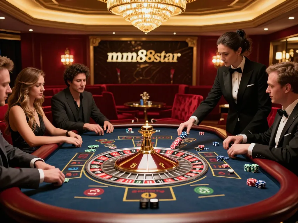 Watch players engage in thrilling roulette gameplay at mm88star casino, showcasing vibrant table action.