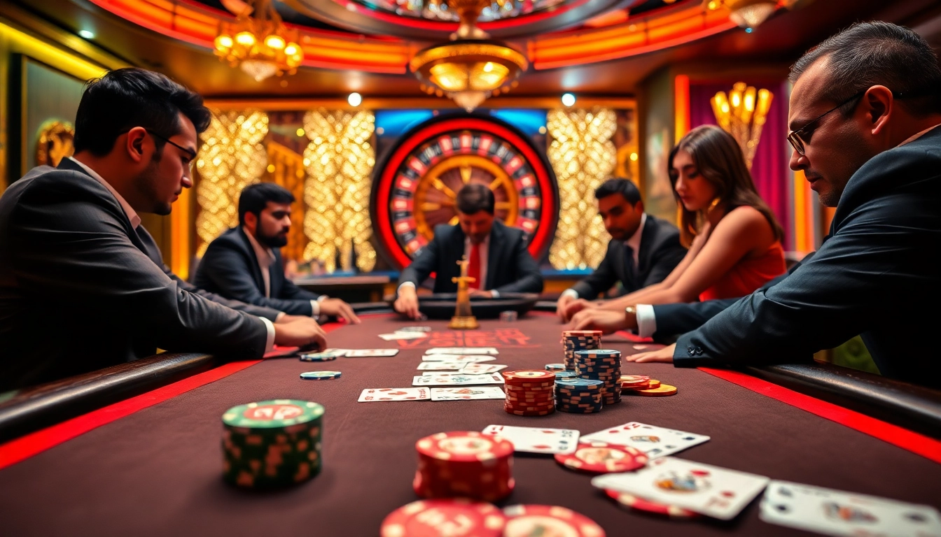 VSBET players at an elegant poker table, immersed in thrilling card action.
