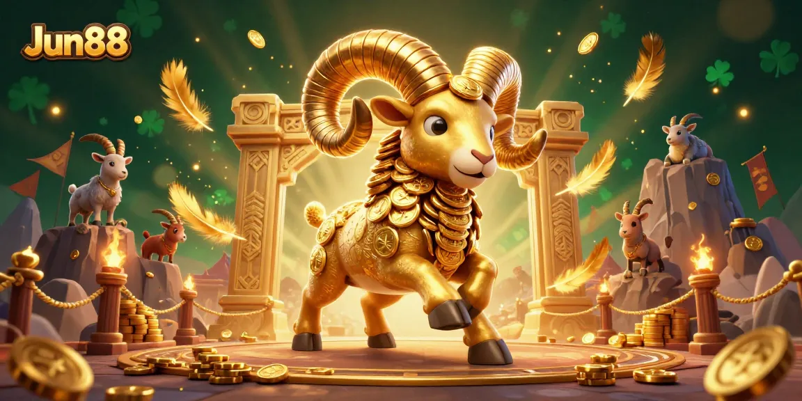 Experience thrilling gameplay with Jun88's golden ram charging through a dynamic casino scene.
