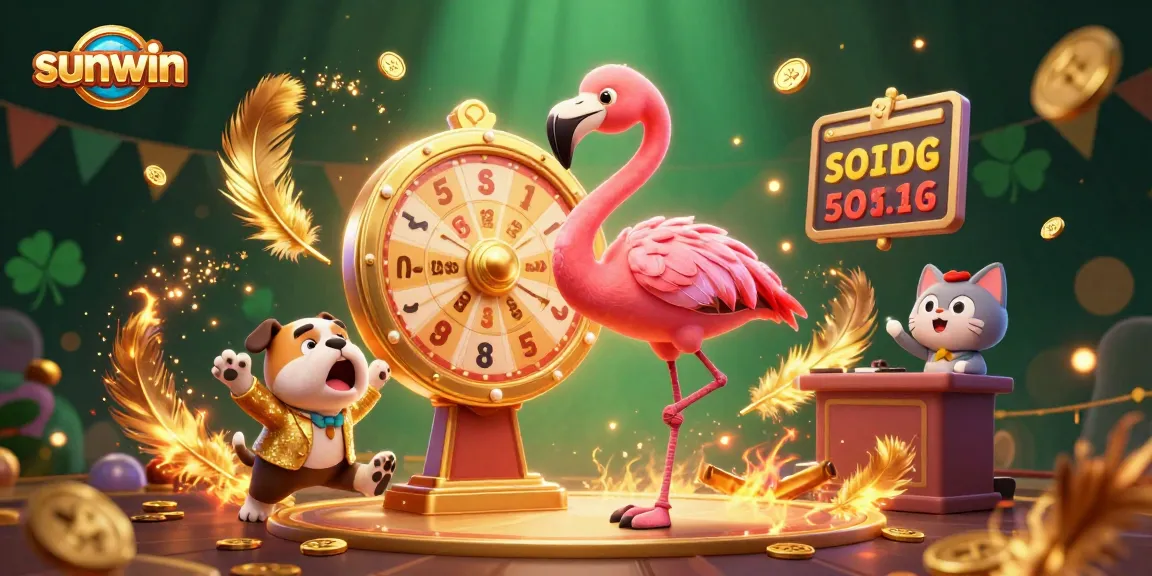 Spin to win big at sunwin with our flamingo host and thrilling prize wheel!